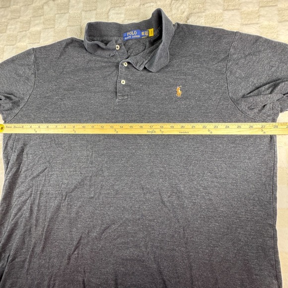 Polo Ralph Lauren Men's 2XLT Charcoal Gray Polo Shirt with Multicolor Pony - Picture 5 of 8